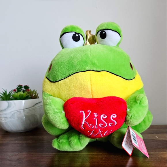 Rare Fiesta Toy Kiss Me Heart Frog Plush Stuffed Animal Valentine's Day Gift - Picture 2 of 14